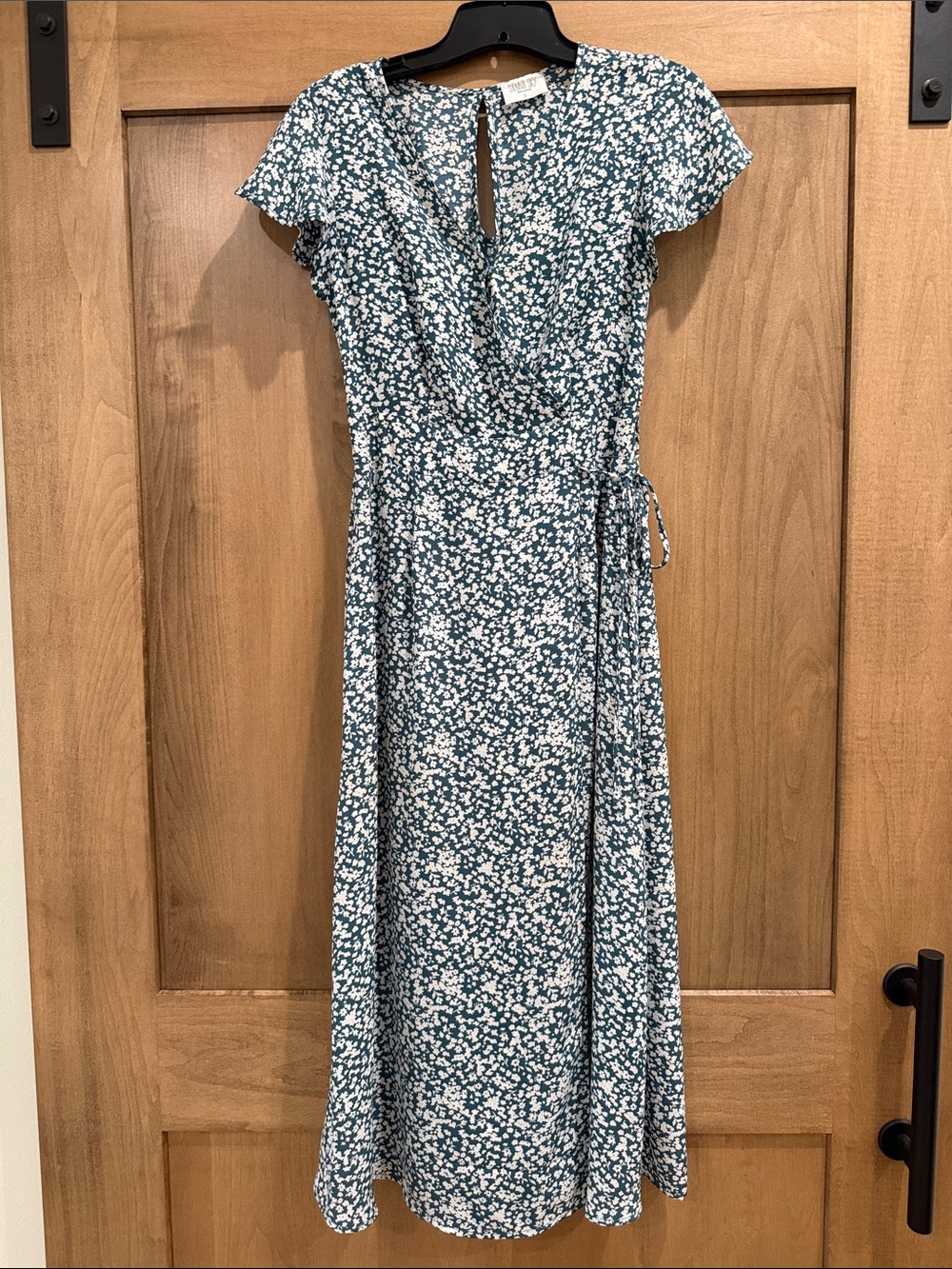 Sienna Sky Teal Floral Wrap Midi Dress